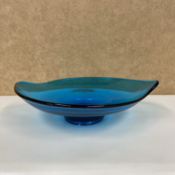 Viking Epic Line Bluenique Oblong Dish Bowl Freeform Art Glass - Picture 2 of 8